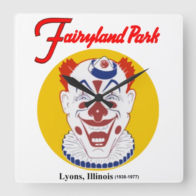 Fairyland Amusement Park, Lyons, IL (1938-1977) Square Wall Clock (Front)