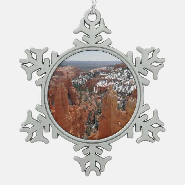 Fairyland Canyon at Bryce Canyon National Park Snowflake Pewter Christmas Ornament (Front)