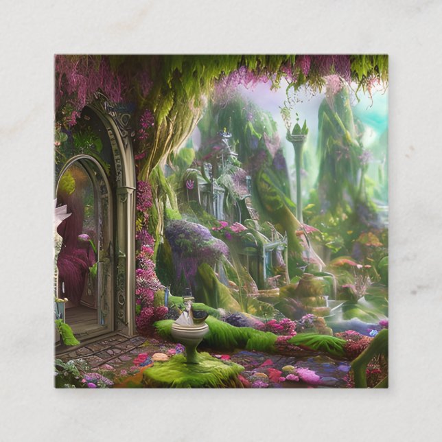 Fairyland Forest Graphic Square Business Card (Front)