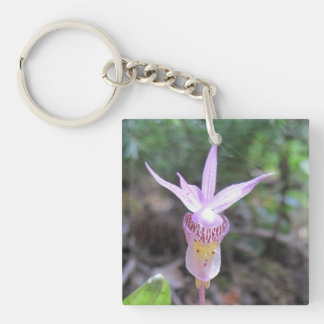 Fairyslipper Orchid Flower Key Ring
