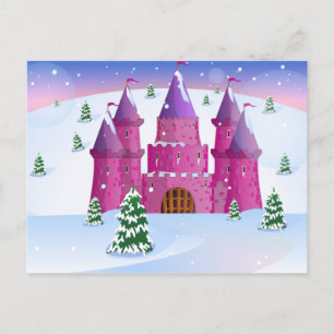 Fairytail Castle Winter Snow Postcard