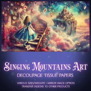 Fairytale Alice In Wonderland Castle Decoupage Tissue Paper