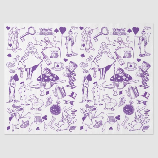 Fairytale Alice in Wonderland Pattern Decoupage Tissue Paper (Front)