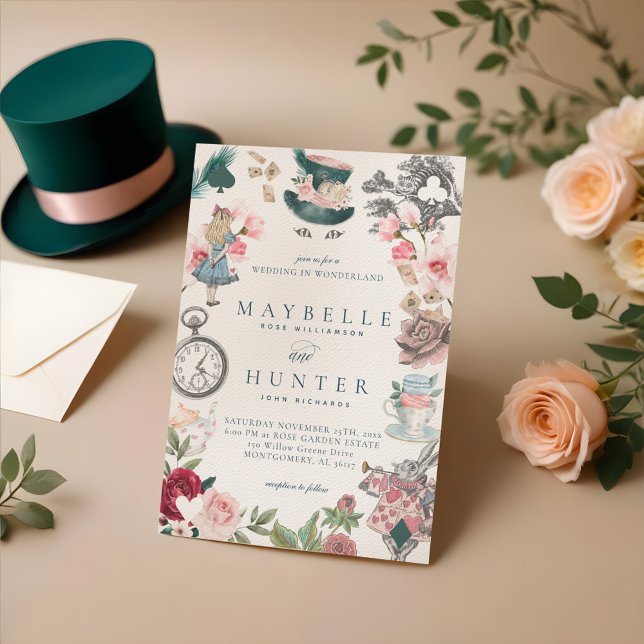 Fairytale Alice in Wonderland Whimsical Wedding Invitation (Fairytale Alice in Wonderland Whimsical Wedding Invitation)