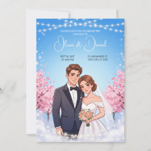 Fairytale Animated Bride Groom Wedding Invitation