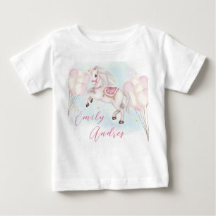Fairytale baby Pony pink balloon Birthday girl Baby T-Shirt