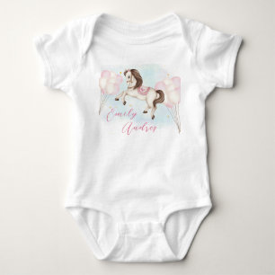 Fairytale baby Pony pink balloons Birthday girl Bodysuit
