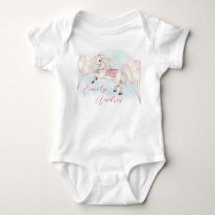 Fairytale baby Pony pink balloons Birthday girl Bodysuit