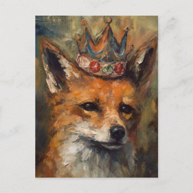 Fairytale Beautiful Red Fox in a Crown Postcard (Front)