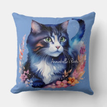 Fairytale Blue Watercolor Kitten