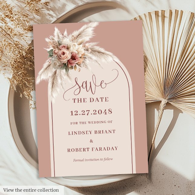 Fairytale Boho Dusty Pink Floral Save the Date Invitation (Fairytale Boho Dusty Pink Floral Save the Date)