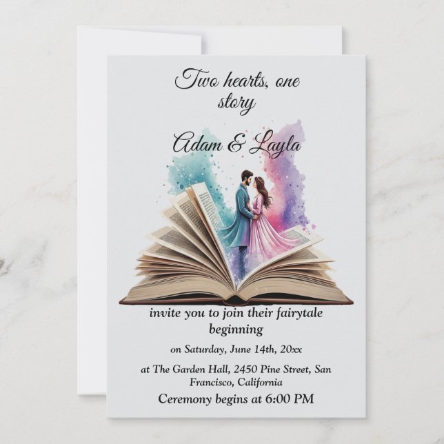 Fairytale Book One Story Water wedding Invitation (Front)