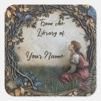 Fairytale Bookplate Square Sticker