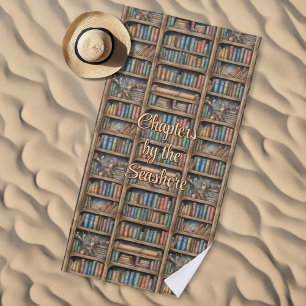 Fairytale Bookshelf Pattern Beach Towel