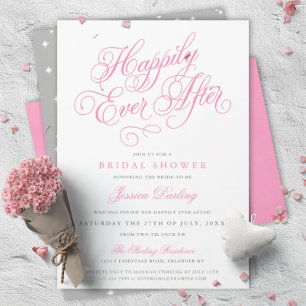 Fairytale Bridal Shower Invitations in Pink & Grey