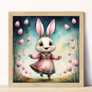 Fairytale Bunny Girl Print Cute Kids Poster