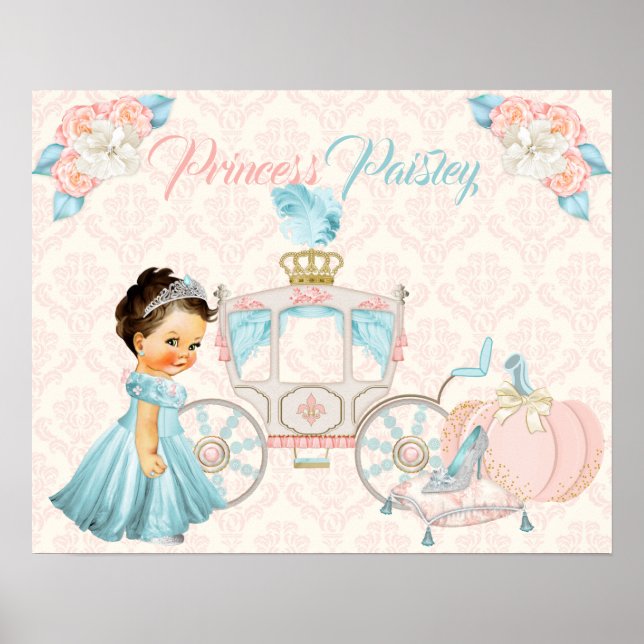Fairytale Carriage Princess Personalised Nursery Poster (Front)