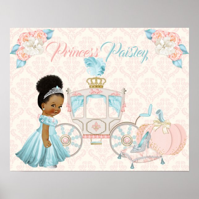 Fairytale Carriage Princess Personalised Nursery Poster (Front)