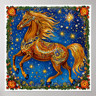 🖼️ Fairytale Cartoon Horse Whimsical Vintage Art Poster