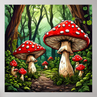 🍄 Fairytale Cartoon Mushrooms Enchanted Forest