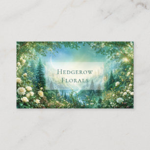 Fairytale Castle and Lush Rose Floral Valley Business Card