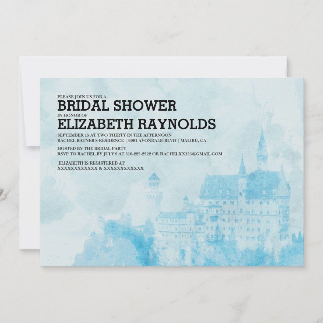 Fairytale Castle Bridal Shower Invitations (Front)