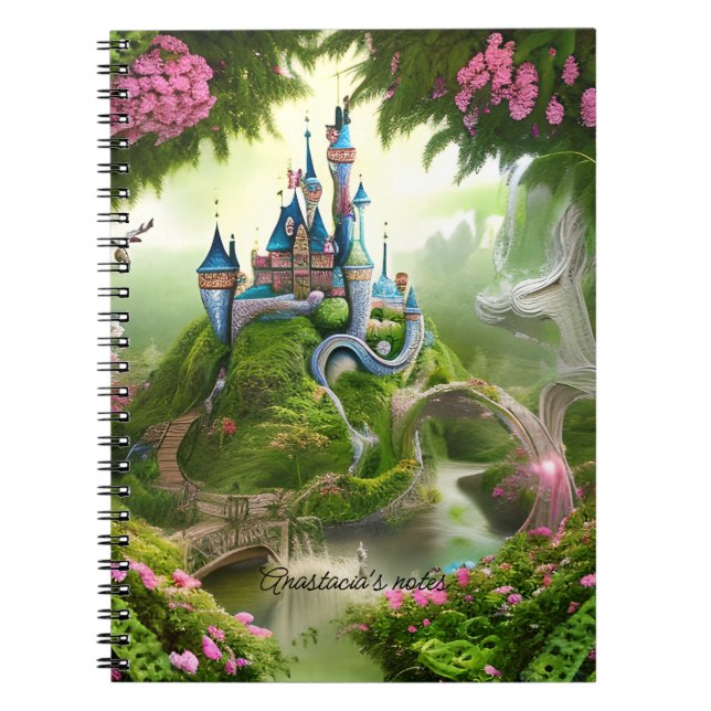Fairytale Castle Illustration Girl Back To School Notebook (Front)