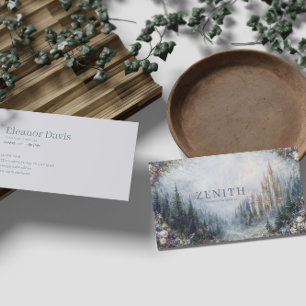 Fairytale Castle Misty Forest Floral Landscape Business Card