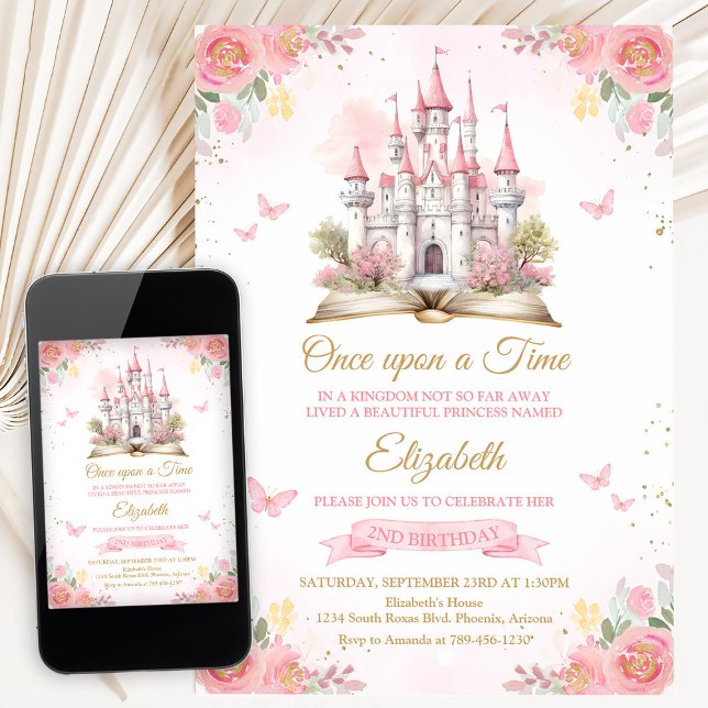 Fairytale Castle Once Upon Time Princess Birthday Invitation (Creator Uploaded)