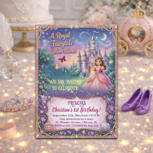 Fairytale Castle Princess 1st Birthday Party Invitation