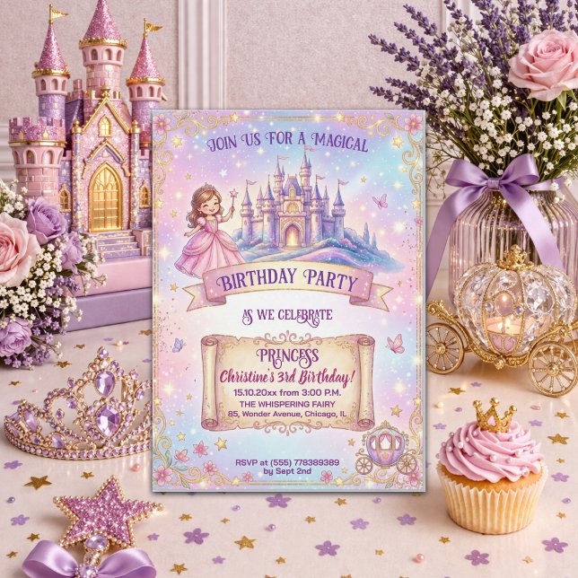 Fairytale Castle Princess 3rd Birthday Party Invitation (Creator Uploaded)