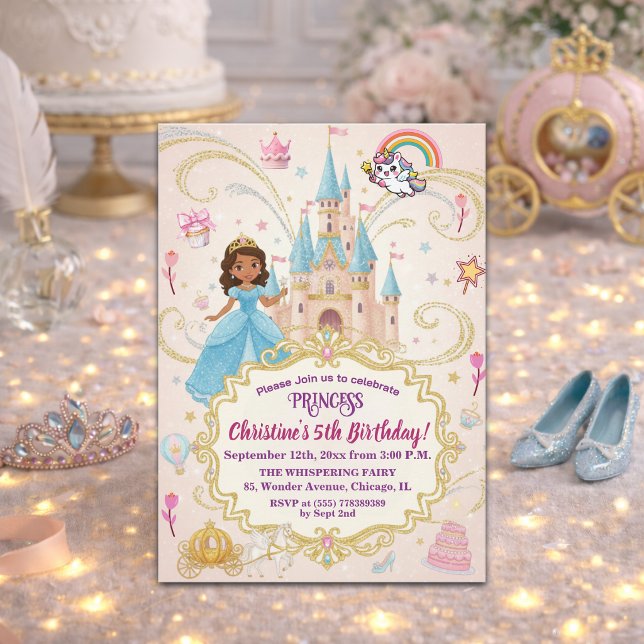 Fairytale Castle Princess 5th Birthday Party Invitation (Creator Uploaded)