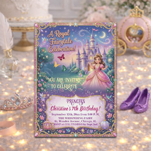 Fairytale Castle Princess 7th Birthday Party Invitation