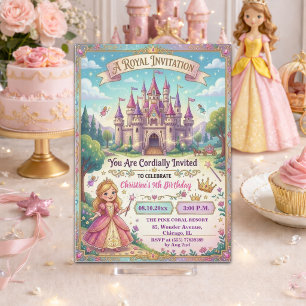 Fairytale Castle Princess 9th Birthday Party Invitation