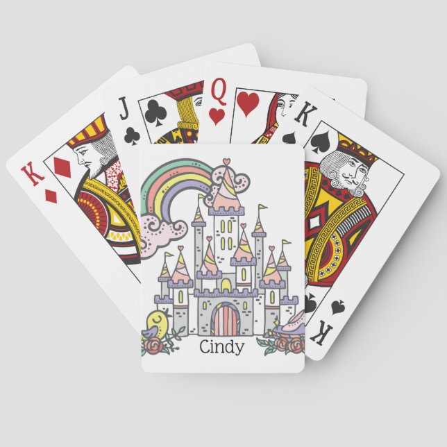 Fairytale Castle Princess Custom Name       Playing Cards (Back)