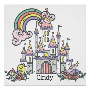 Fairytale Castle Princess Custom Name    Poster