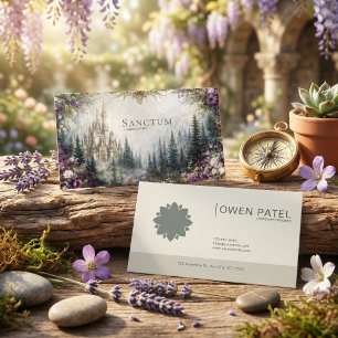 Fairytale Castle Purple Floral Mountain Forest Business Card