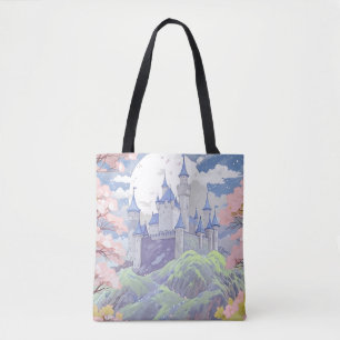 Fairytale Castle Spring Pastel Watercolor Tote Bag