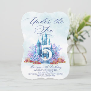 Fairytale Castle Underwater Watercolor Birthday  Invitation