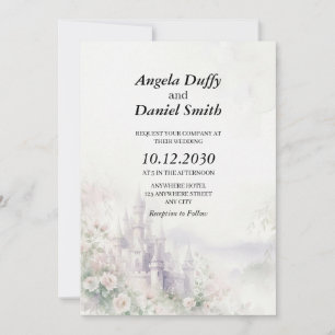 Fairytale Castle Watercolor Wedding Invitation