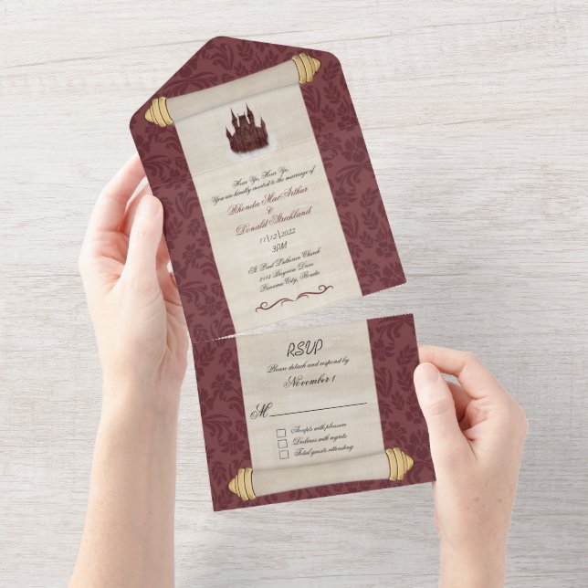Fairytale Castle Wedding All In One Invitation (Tearaway)