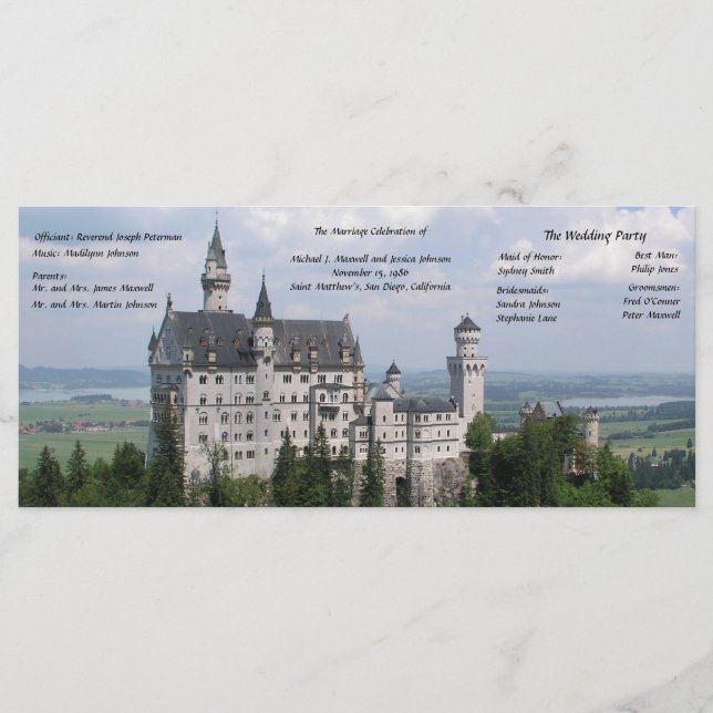 Fairytale Castle Wedding Program Programme (Front)