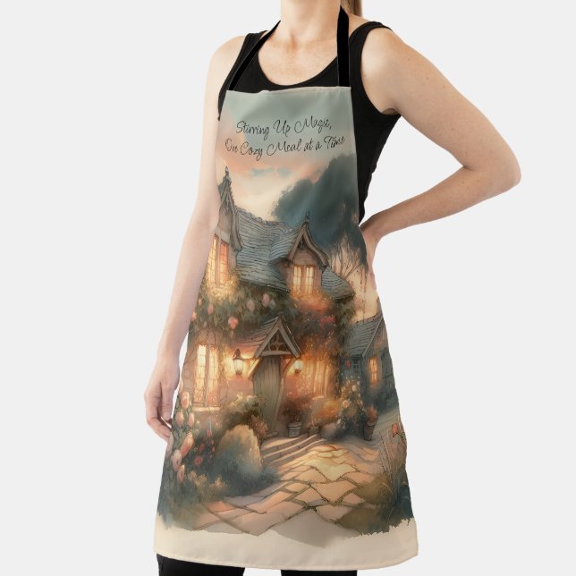 Fairytale Cottage at Sunset with Roses Apron (Insitu)