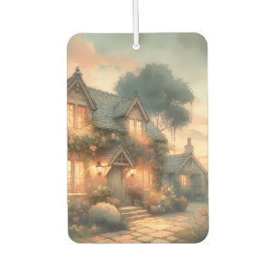 Fairytale Cottage at Sunset with Roses Car Air Freshener