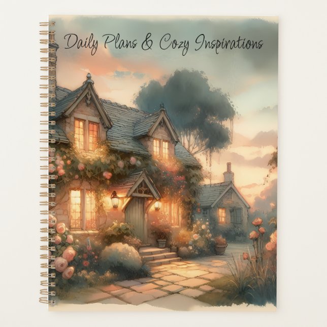 Fairytale Cottage at Sunset with Roses Planner (Front)