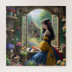 Fairytale Cottage Princess Waiting For Her Prince Jigsaw Puzzle