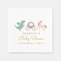 Fairytale Cute Dragon Baby Shower Napkins