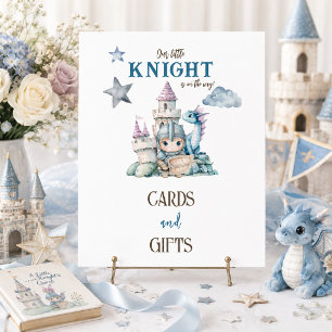 Fairytale Dreamy Blue Dragon Knight Baby Shower Poster