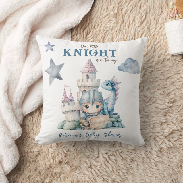 Fairytale Dreamy Dragon Blue Knight Baby Shower  Cushion (Blanket)