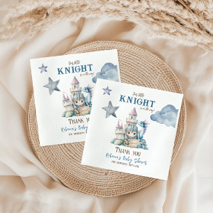Fairytale Dreamy Dragon Blue Knight Baby Shower Napkin